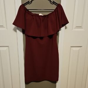 Elegant Off-Shoulder Burgundy Dress